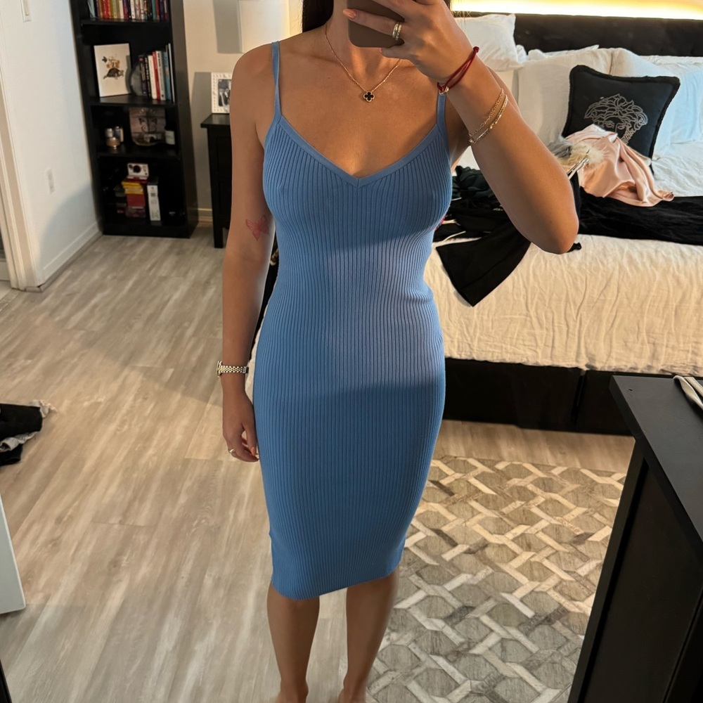 Aritzia Wilfred ribbed midi dress blue size 2XS